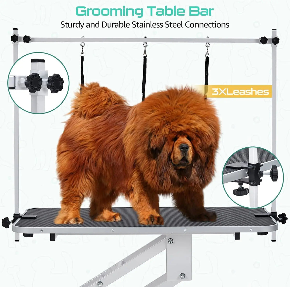 Garvee 43.3" Electric Pet Grooming Table 350 LBS Heavy Duty Dog Grooming Arm for Large Dog Salon-Grade Pet Height Adjustable Grooming Station Slip Tabletop