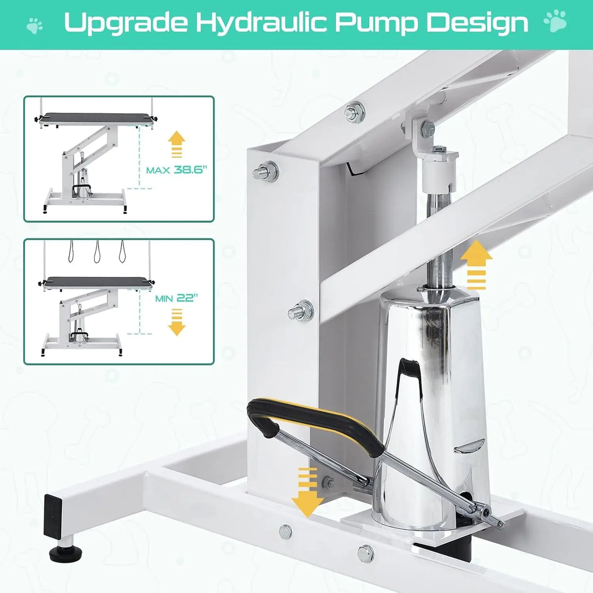 Garvee 43.3" Electric Pet Grooming Table 350 LBS Heavy Duty Dog Grooming Arm for Large Dog Salon-Grade Pet Height Adjustable Grooming Station Slip Tabletop