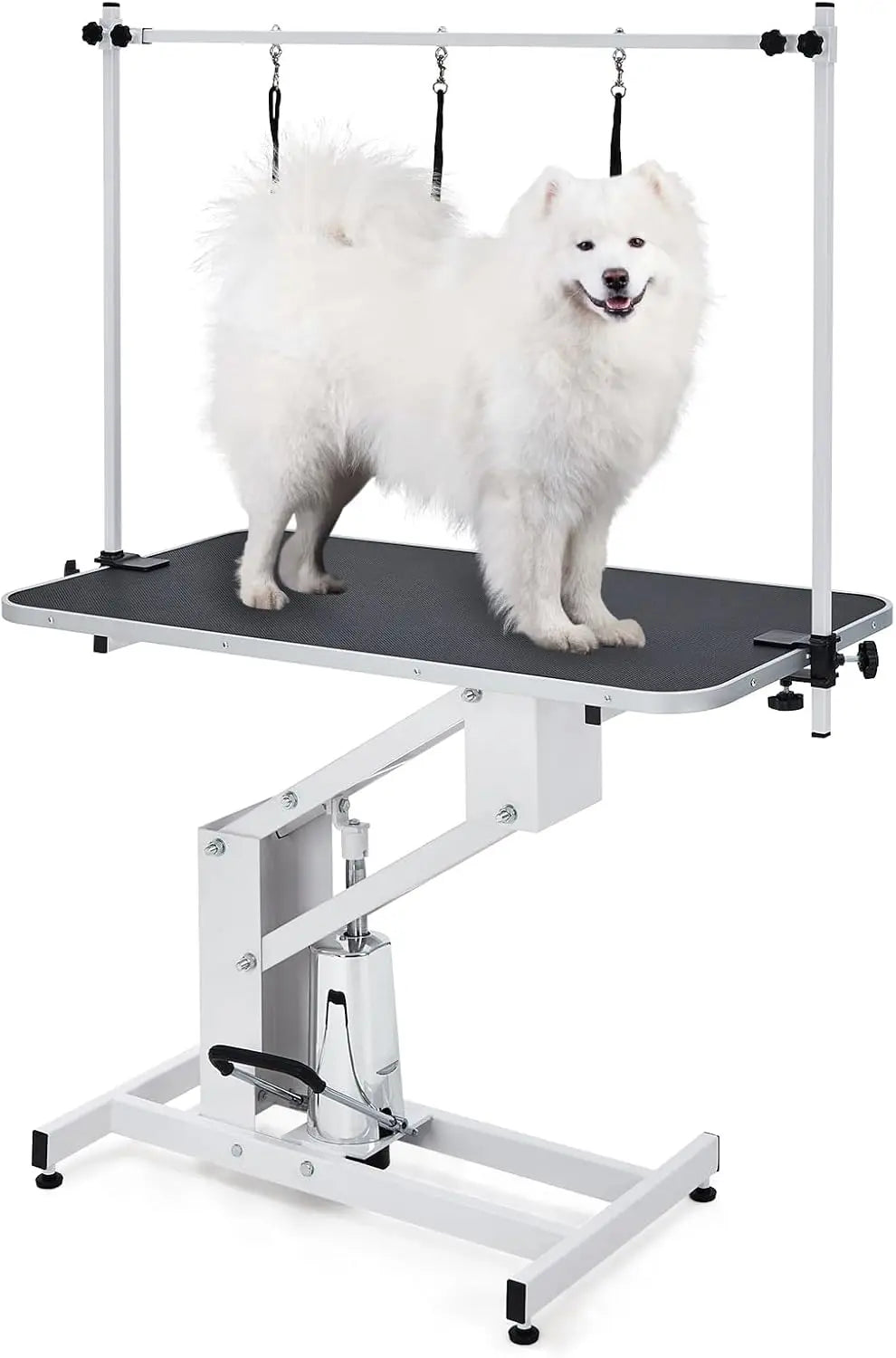Garvee 43.3" Electric Pet Grooming Table 350 LBS Heavy Duty Dog Grooming Arm for Large Dog Salon-Grade Pet Height Adjustable Grooming Station Slip Tabletop