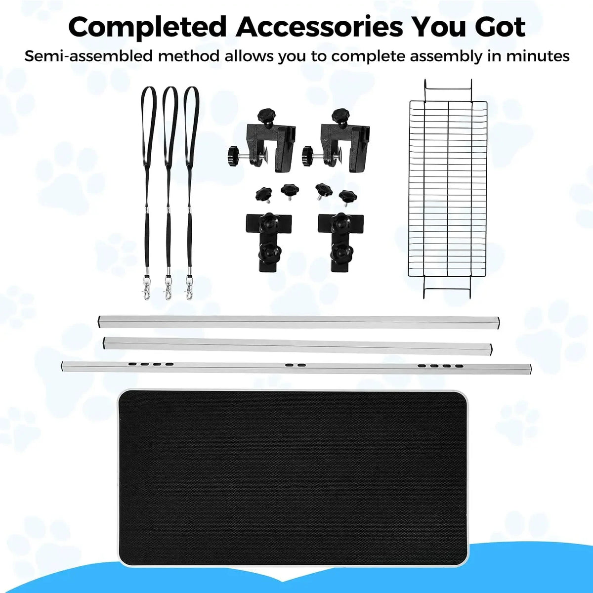 Garvee 42Inch Foldable Dog Grooming Table Professional Pet Grooming Station 350lbs Stainless Steel Table Adjustable H Arm Mesh Storage Basket Waterproof Anti-Slip Top, 3 Safety Nooses for All Dogs