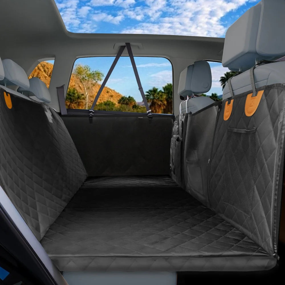 Waterproof Back Seat Extender Dog Car Seat Cover for Back Seat Bed with Mesh Window Storage Pocket Supports 220lbs Dog Hammock